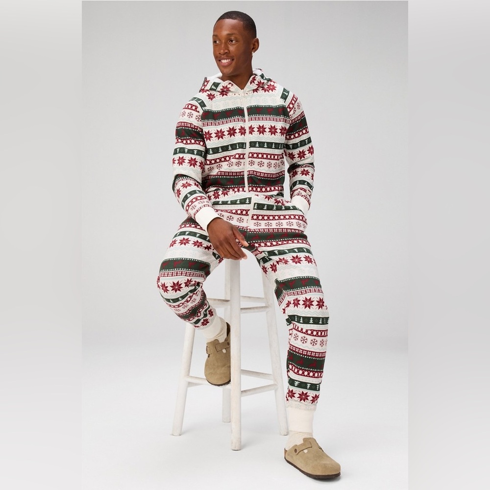 Fabletics Christmas Go-To Fleece Hooded Onesie Men’s XS